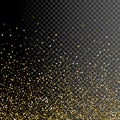 Sparkle greeting card background design. Glitter gold decoration on transparent.