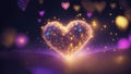 Sparkle Heart explosion Glowing bokeh, Electric neon, Metallic fluid