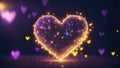 Sparkle Heart explosion Glowing bokeh, Electric neon, Metallic fluid