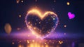 Sparkle Heart explosion Glowing bokeh, Electric neon, Metallic fluid