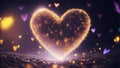 Sparkle Heart explosion Glowing bokeh, Electric neon, Metallic fluid