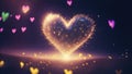 Sparkle Heart explosion Glowing bokeh, Electric neon, Metallic fluid