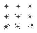 Sparkle icon set. Shiny cartoon stars. Glowing light effect stars and bursts collection Royalty Free Stock Photo