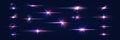 Sparkle light. Lens flares. Realistic shine effect. Glowing stars and camera flashes. Glittering elements set with blue