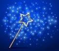 Sparkle magic wand on blue background