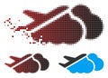 Sparkle Pixel Halftone Airplane Over Clouds Icon