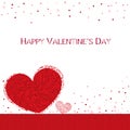 Sparkle shining red showy hearts. Happy Valentine`s day greeting card