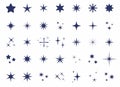 Sparkle Star Icon Set. Different forms of stars, constellations, galaxies. Sparkles and Stars Set Collection. Sparkling star icon