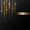 Sparkle stardust. Golden glittering magic isolated on black transparent background. Glitter bright trail, glowing shimmer v