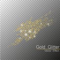 Sparkle stardust. Golden glittering magic vector isolated on black transparent background. Glitter bright trail, glowing