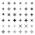 Sparkle stars icons. Symbols of sparkle, glint. gleam, etc. Royalty Free Stock Photo