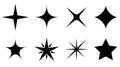 Sparkle stars vector icons set, glare light effect for glam shine Royalty Free Stock Photo