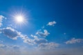 sparkle sun on blue cloudy sky Royalty Free Stock Photo