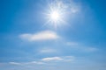 Sparkle sun on blue cloudy sky Royalty Free Stock Photo