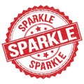 SPARKLE text on red round stamp sign