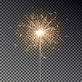 Sparkler candle vector isolated. Bengal fire light effect. Birthday firecracker sparkle effect. Vector illustration Royalty Free Stock Photo