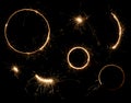 Sparkler design elements. Bengal fire stars fireworks set isolated Royalty Free Stock Photo