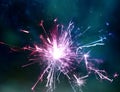 Sparkler fire and night sky as background Royalty Free Stock Photo