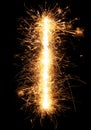 Sparkler firework light alphabet I on black Royalty Free Stock Photo