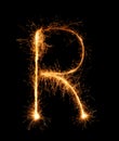 Sparkler firework light alphabet R (Capital Letters) at night Royalty Free Stock Photo