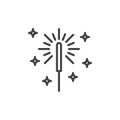 Sparkler Firework line icon, outline vector sign, linear style pictogram isolated on white