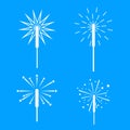 Sparkler fireworks bonfire icons set, simple style