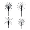 Sparkler fireworks bonfire icons set, simple style
