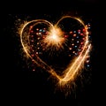 Sparkler heart on valentine`s day