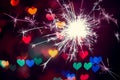 sparkler and hearts Royalty Free Stock Photo