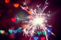 sparkler and hearts Royalty Free Stock Photo