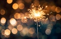 sparkler light burn on bokeh background