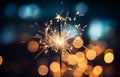 sparkler light burn on bokeh background