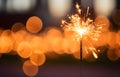 sparkler light burn on bokeh background