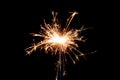 Sparklers on black isolated background. Sparks from a burning sparkler. To insert an image in a blend mode Royalty Free Stock Photo