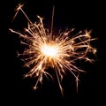 Sparklers on black isolated background. Sparks from a burning sparkler. To insert an image in a blend mode Royalty Free Stock Photo