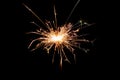 Sparklers on black isolated background. Sparks from a burning sparkler. To insert an image in a blend mode Royalty Free Stock Photo