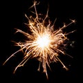 Sparklers on black isolated background. Sparks from a burning sparkler. To insert an image in a blend mode Royalty Free Stock Photo