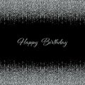 Festive background of falling silver dust on a black background, beautiful birthday banner