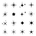 Sparkles icon set, black glowing effect decoration