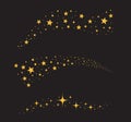 Sparkles Stars icon isolated on black background. Falling stars shining twinkling. Vector illustration