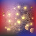 Sparkling background luminous gold Stars Star dust sparks in explosion on black background. Glitter particles effect. Vector Illus