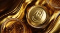 Sparkling beverage cans with splash in golden light. AI image Royalty Free Stock Photo