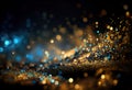 A sparkling black and gold background with blurred lights Royalty Free Stock Photo