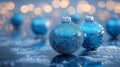 Sparkling Blue Christmas Ornaments on Festive Background Royalty Free Stock Photo