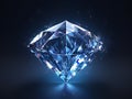 A Sparkling Blue Diamond on a Dark Background Royalty Free Stock Photo