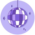 Sparkling bright disco ball in purple colors. Vector Royalty Free Stock Photo