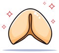Sparkling cartoon fortune cookie vector illustration for good luck and destiny Royalty Free Stock Photo