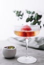 sparkling champagne cocktail with strawberry sorbet Royalty Free Stock Photo