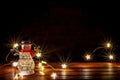 Sparkling christimas lights as illuminated decoration for festive mood on the table create a romantic and shiny atmosphere