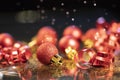 Sparkling Christmas background with red Christmas balls Royalty Free Stock Photo